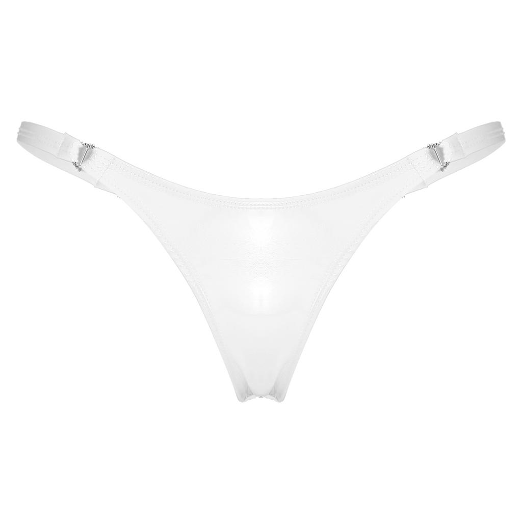 Womens Faux Leather Bikini Panties Low Rise Clubwear Heart Shape Buckle Cheeky Underwear