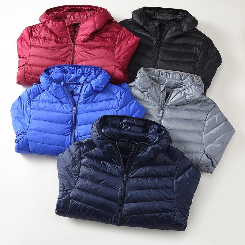 Men's Short Winter Down Jacket - 90% White Duck Down, Lightweight, Warm, Plus Size Available