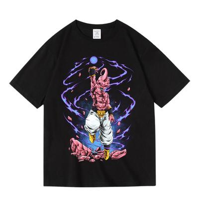 Camiseta Kid Buu Dragon Ball Camiseta Gráfica Majin Buu Explosión de Energía Algodón Premium Cuello Redondo Ropa para Fans de Anime Moda Tops Casuales