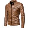 2024 Men's Autumn PU Leather Stand Collar Motorcycle Jacket - Trendy and Handsome Design