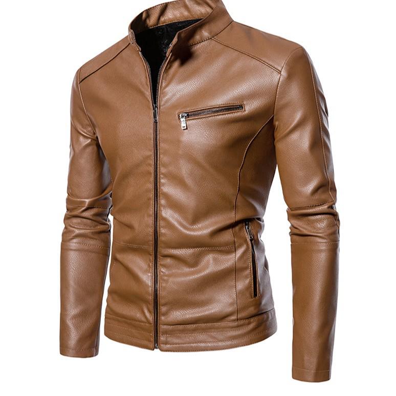 2024 Men's Autumn PU Leather Stand Collar Motorcycle Jacket - Trendy and Handsome Design