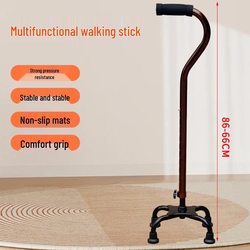 Yaşlılar için Ayarlanabilir Kaymaz Dört Ayaklı Alüminyum Baston