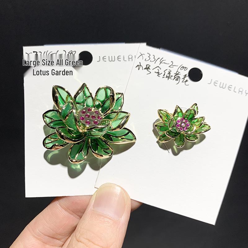 Bo Xin Yun Elegant Chinese Enamel Lotus Flower Brooch for Cheongsam