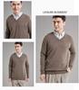 Men's 100% Pure Wool V-Neck Sweater, New Autumn/Winter Business Casual Soft Knit, Long-Sleeve Base Layer.