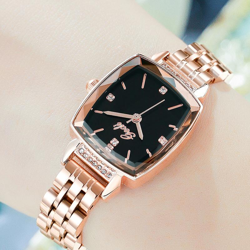 Rose Gold Steel Belt Watch Women'S Fashion Casual Diamond-Encrusted Waterproof Quartz Women'S Watch