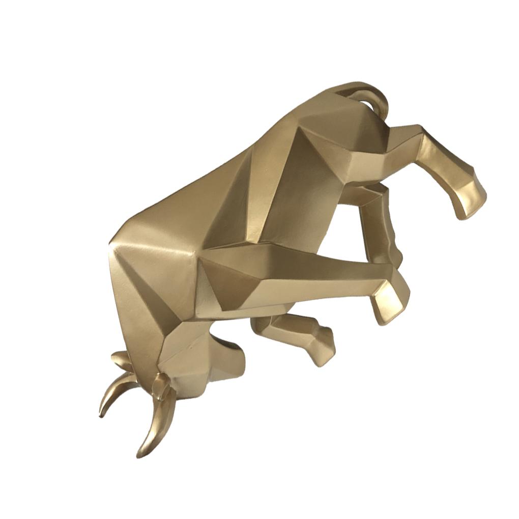 

Скульптура Быка - Украшение для Жилого Пространства, Прикосновение Искусства, Реалистичный Цвет и Текстура, Статуэтка Быка из Смолы, Украшение, Статуя Быка, черный золотистый