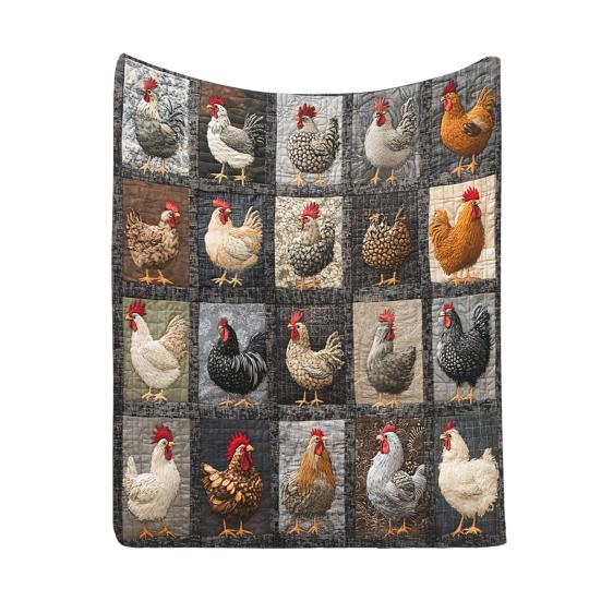 

Плед с принтом «клетка», петух, фермерский дом, флисовое одеяло, винтажный принт с курицей, уютное одеяло-плед, фермерское лоскутное одеяло для дома, кровати, дивана, подарок на новоселье XL A