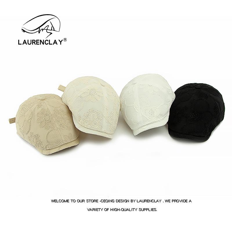 

Spring and summer new six-piece beret women s jacquard flower cap literary retro forward hat painter hat tide Adjustable чорний
