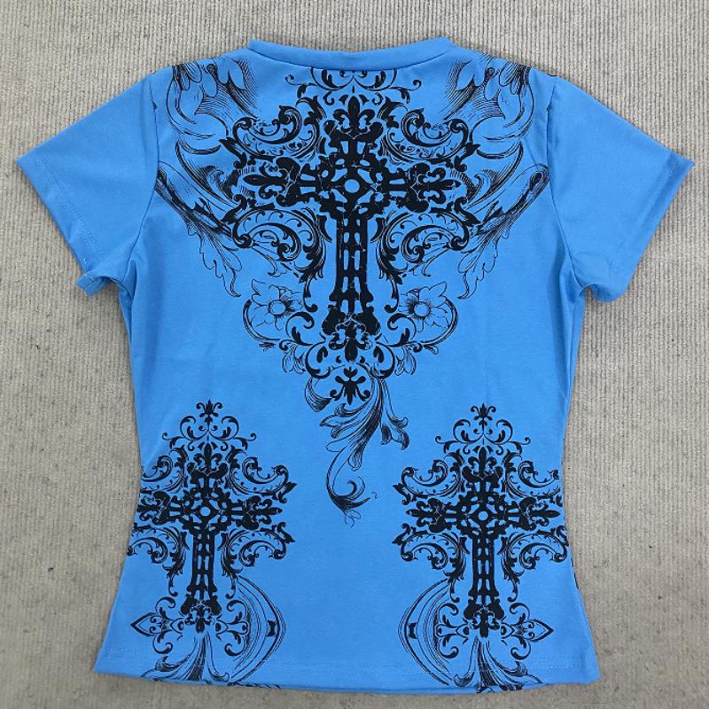 European and American Summer Fashion Printed Gothic Women's Short sleeved T-shirt