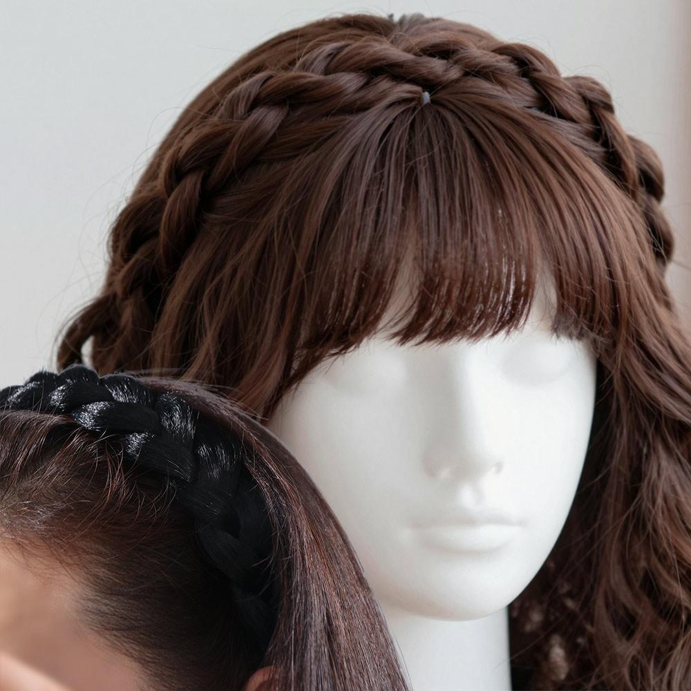 Modische Perücke Zopf Geflochtenes Stirnband Synthetisch Elastisch Rutschfest Haarbänder Damen Reifen Party