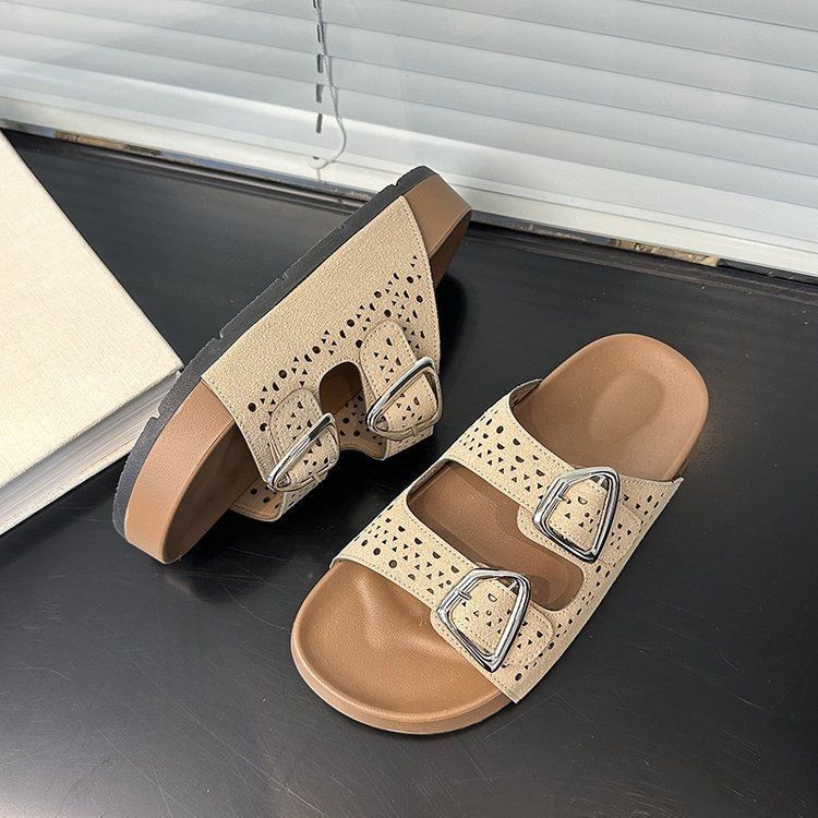 Hollow sandals retro super fire high-end thick-soled cool slippers heightened Boken slippers women's summer wear 2025 new models