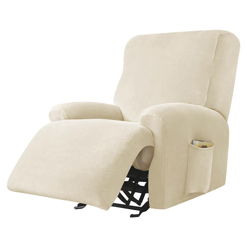 Silver Fox Velvet Solid Color Split Chivas Sofa Cover Elastic Chair Cover All-inclusive Velvet Massage Reclining Protection Chair Cover 1 seater бежевый