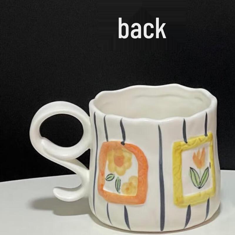 Irregular Hand-Painted Floral Ceramic Coffee Mug