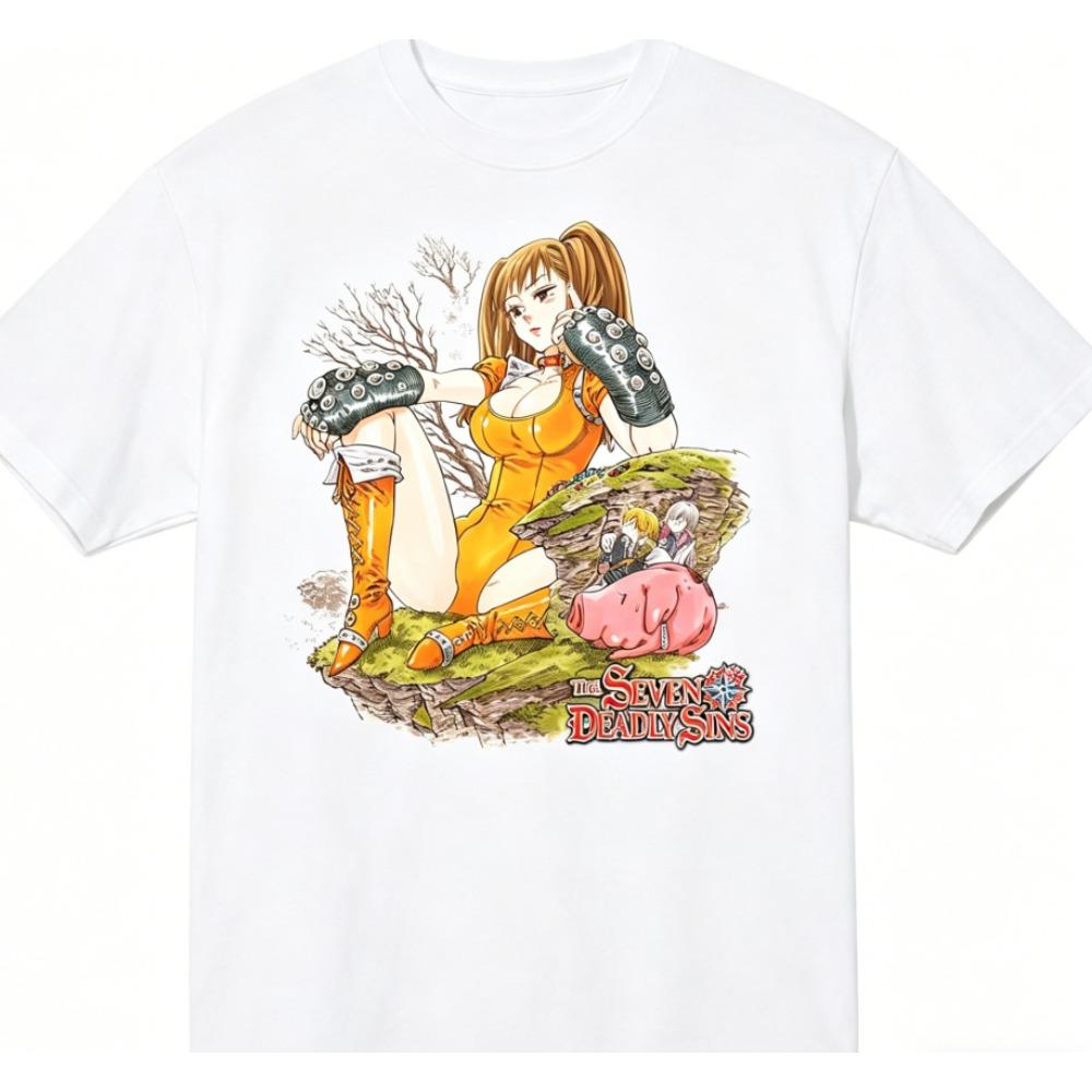 Sieben Todsünden Merch Anime Liebhaber T-Shirt Ganzjahreskleidung Persönlichkeit Kleidung Große Größen Unisex Neues Modell Paare hohe Qualität weich