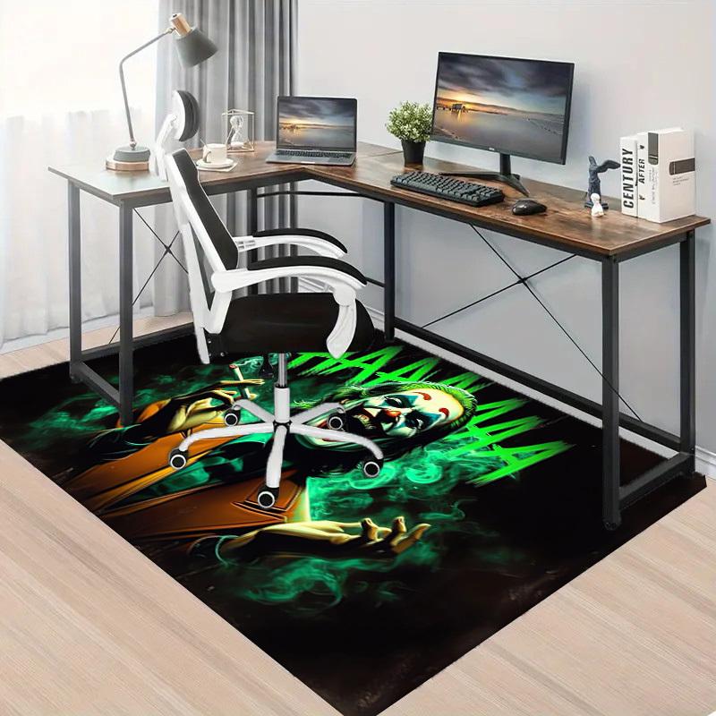 1pc Office Carpet Chair Mats Joker Green Smoke Laughing Perfect for Office Chairs, Living Rooms, Or Bedrooms,Polyester Carpet.HDT194