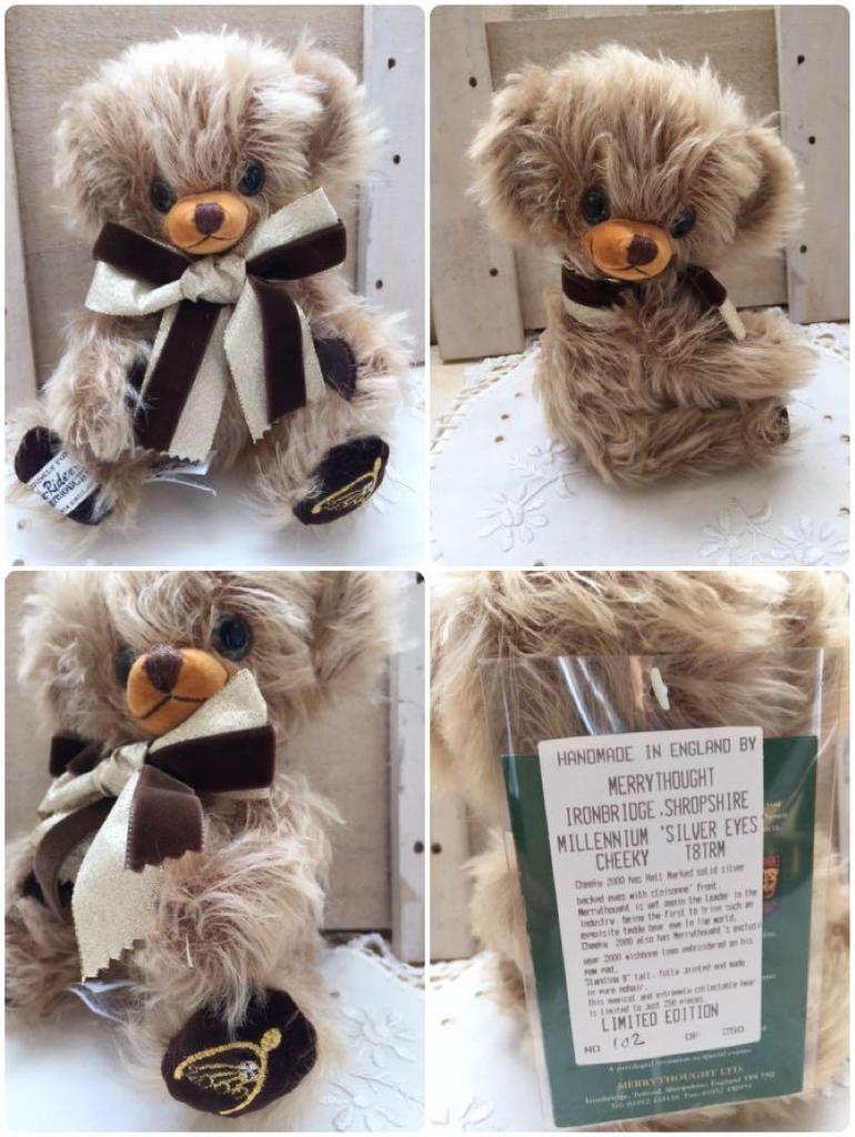 [USED] Millennium Silver Eyes Cheeky Merrythought Teddy Bear