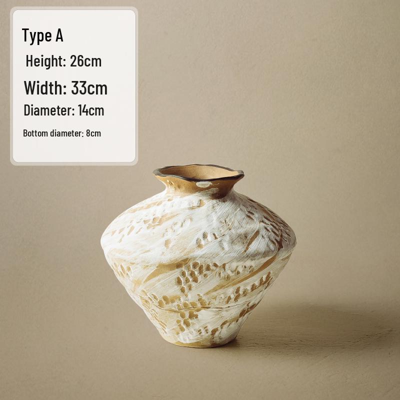 Jingdezhen Wabi-Sabi Keramikvase für Trockenblumen - Retro-Stil für Wohnzimmer oder Esstisch