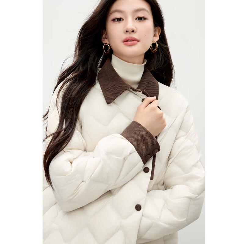 

Qiushui Yiren Women s Retro Diamond Quilted Down Jacket M