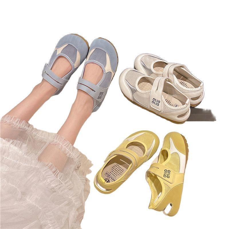 Soft-soled mesh women's new summer versatile casual sports board shoes flat Mary Jane shoes