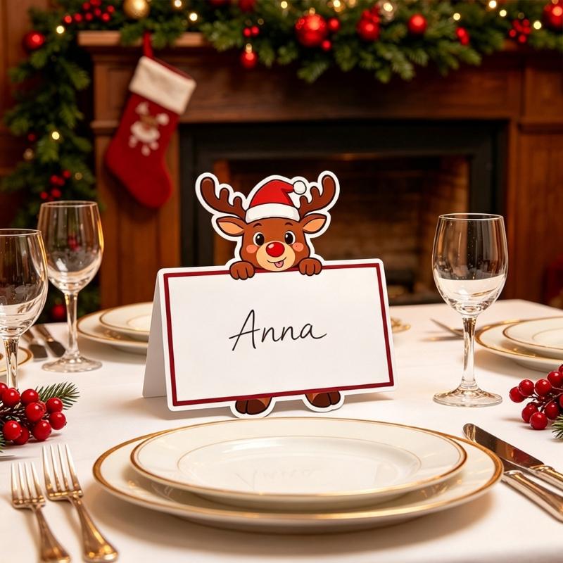 Christmas Greeting Cards Blank Writable Paper Cards, 6 Piece Holiday Message Set for Party Wishes, Gift Exchange Messages and Table Place Cards