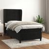 Slatted Bed Base with Mattress - Maison Exclusive - Black - 90x200 Cm - Velvet - Adjustable Headboard