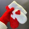 Warm Thermal Gloves Thick Stylish Mitten Gloves Full Finger Lovely Handwear Stylish Red Heart for Girl Women