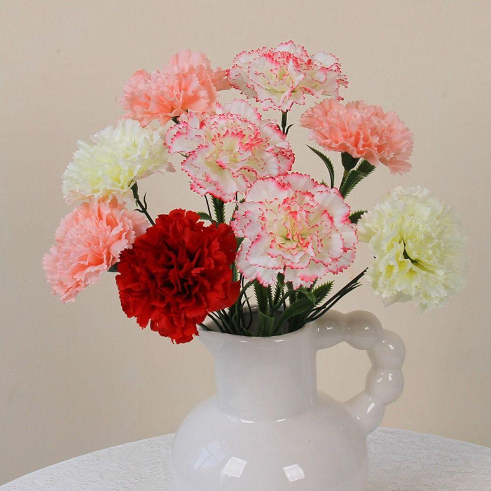 10Pcs Silk Artificial Carnation Pink Red Floral Arrangement Flowers Fake Bouquet  Event Decoration