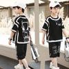Summer School Kids Casual Boys Contrast Alphabet Graffiti T-Shirt Top+Shorts Pant Tracksuit Child 2 Pieces Srt