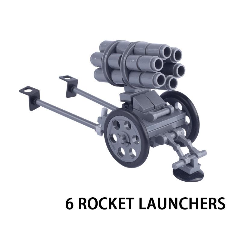 MOC Bricks Toys Military Army Accessories WW2 Soviet Tank Gun Weapons Soldier Figures Building Infantry Rocket Launchers Blocks