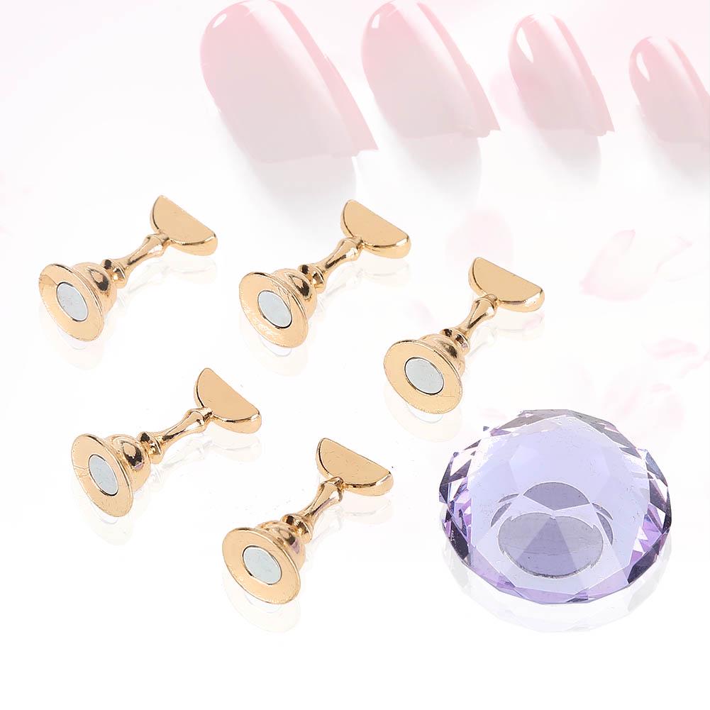 

Магнитная подставка для ногтей овальная кристаллическая подставка для практики держатель сплава подставка для демонстрации дизайна ногтей фиолетовая