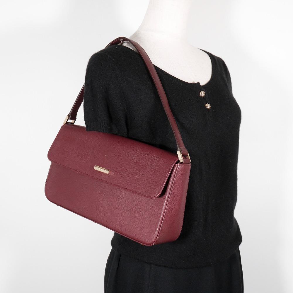 Burberry Hobo Schultertasche Ein Riemen Bordeaux Leder Damen Gebraucht