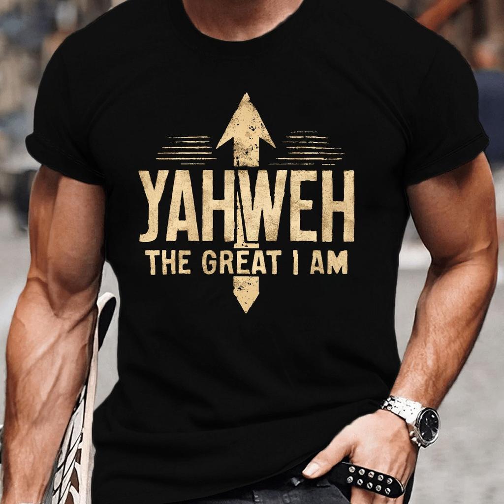 YAHWEH THE GREAT I AM Graphic Tee Mens Breathable Cotton Casual Short Sleeve TShirt