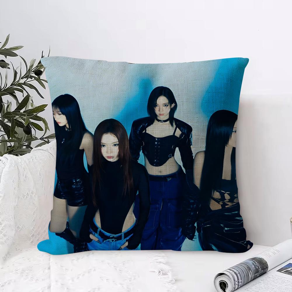 Hot Kpop AAespaS Whiplash Cushion Cover Breathable Linen Pillow Cover SkinFriendly Home Decor Pillowcase with Hidden Zipper