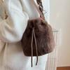 Popular Super Hot Hair Bag Women's 2025 New Niche Foreign Style Shoulder Messenger Bag Versatile Drawstring Mobile Phone Bag
