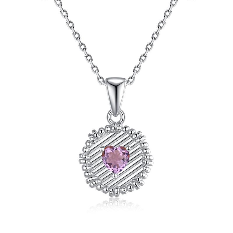 

Women s 925 Sterling Silver Round Pendant Necklace, Natural Crystal Gemstone, Elegant Dainty Jewelry Gift for Daily Wear 925 silver