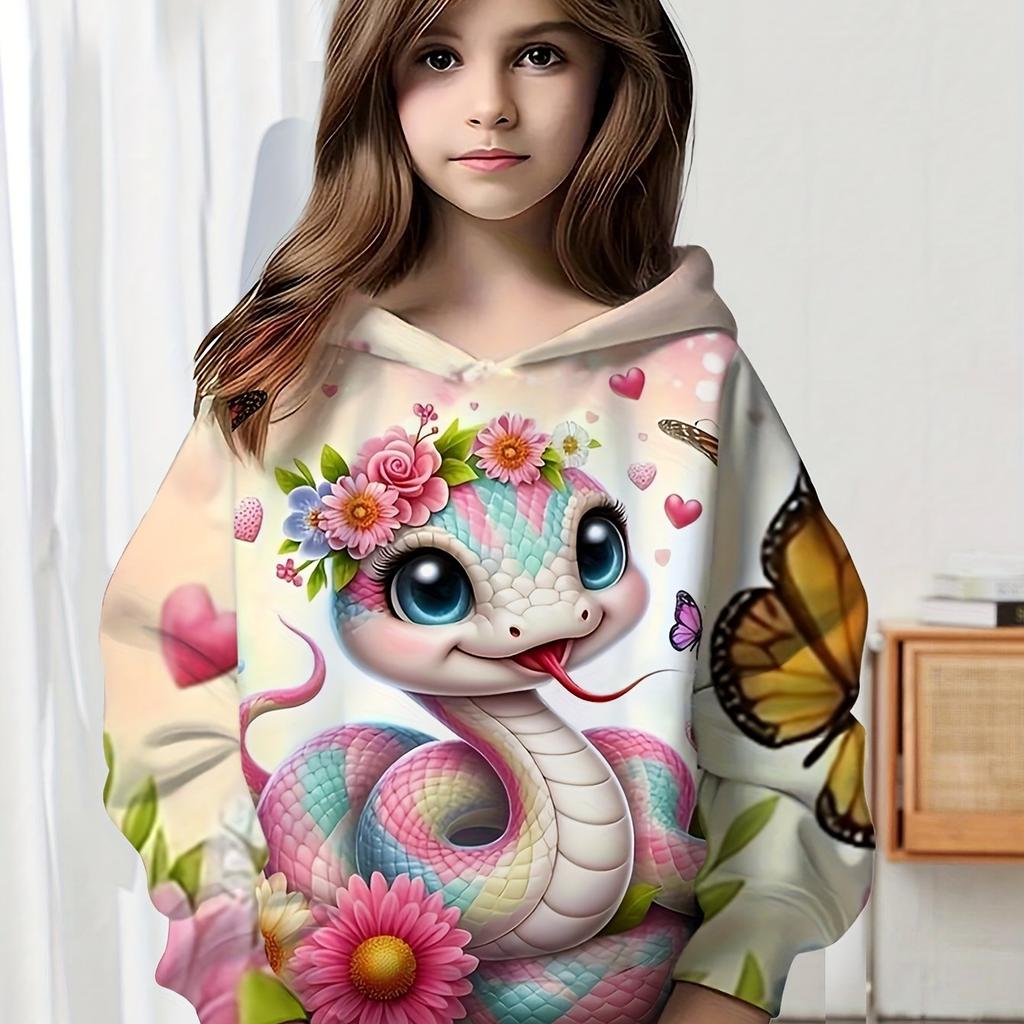 Children's Clothing Girl Hoodies Long Sleeve 3D Print Kids Spring Fall Clothes Casual Festivals Party Pullover Girl Clothes Tops