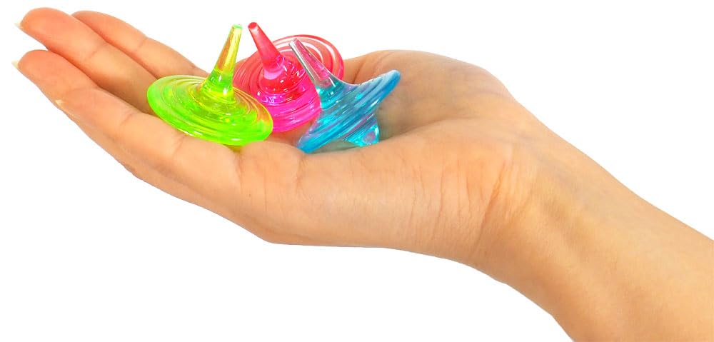 Colorful Clear Mini Spinning Tops 50 pieces in 10 colors (Plastic) -