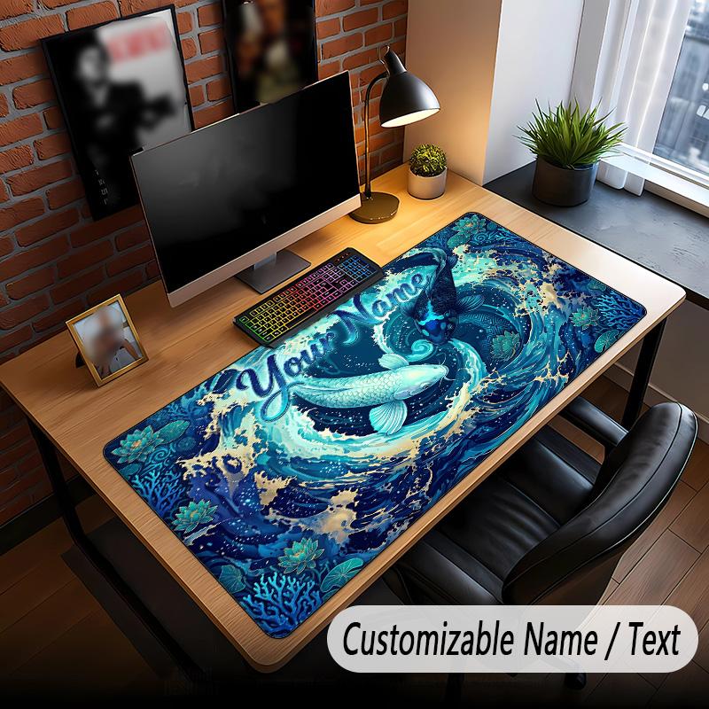 Fish Ocean Theme Custom Mouse Pad Personalized With Name Text Customized Desk Mat For Office Home Decor