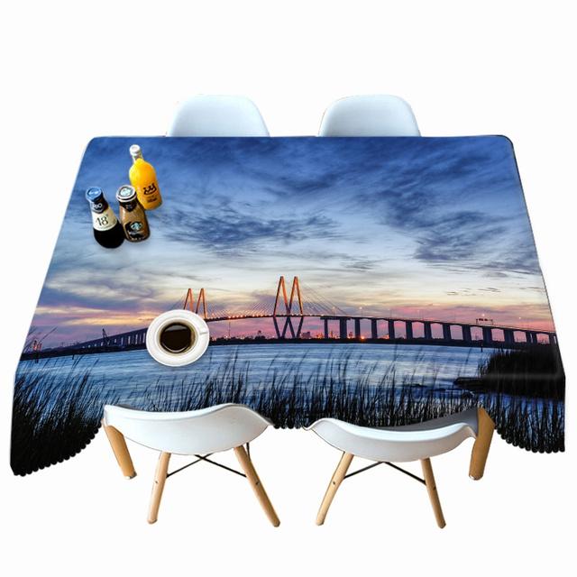Prosperous City Pattern High -Rise Building Tablecloth Thicken Cotton Rectangular /Round Table Cloth For Wedding Picnic Party