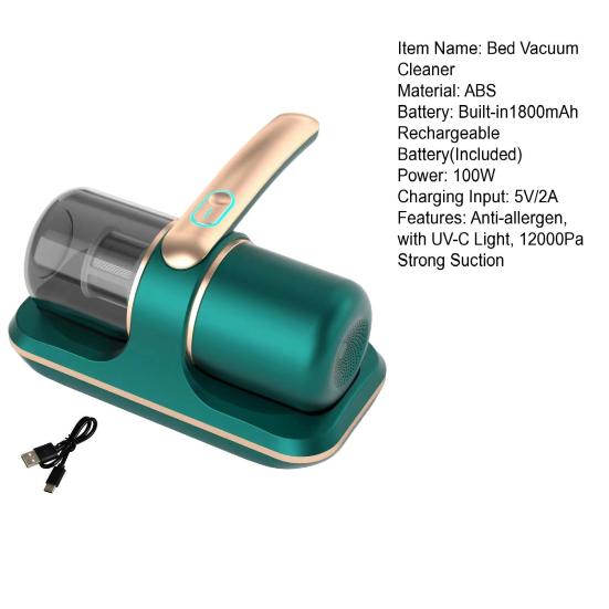 Mattress Vacuum Cleaner Anti-allergen Bed Vacuum Cleaner with UV-C Light 12000Pa Strong Suction