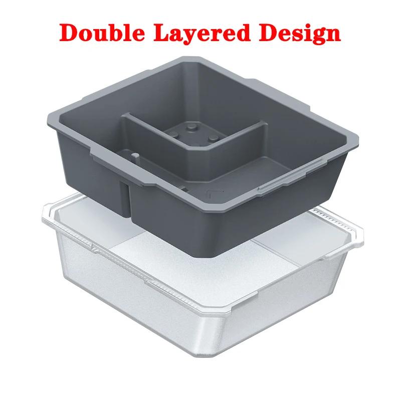 For Tesla Model 3 Model Y Upgraded Silicone Double Layer Hidden Center Console Organizer Tray Box for Interior Accessories