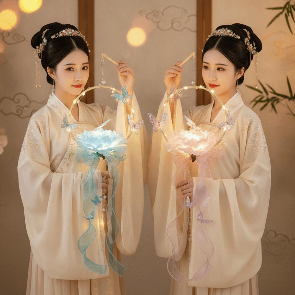 Organza Ribbon Butterfly Lanterns Material Package Hanging Festival Light  Crafting Party