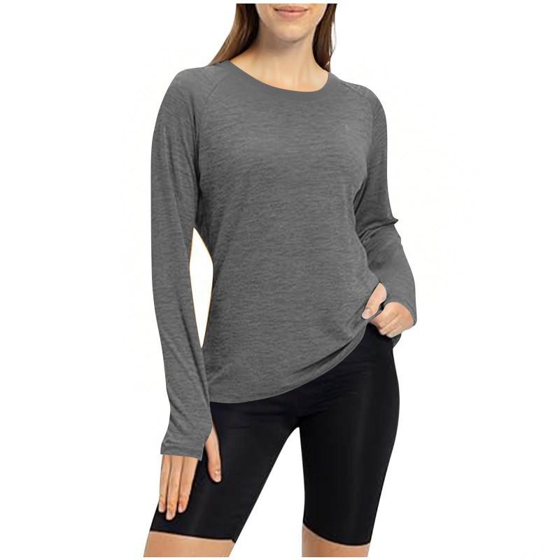 2026 Round Collar With Finger Tips Yoga Long-sleeved Training Running Sports Top T-shirt Women
