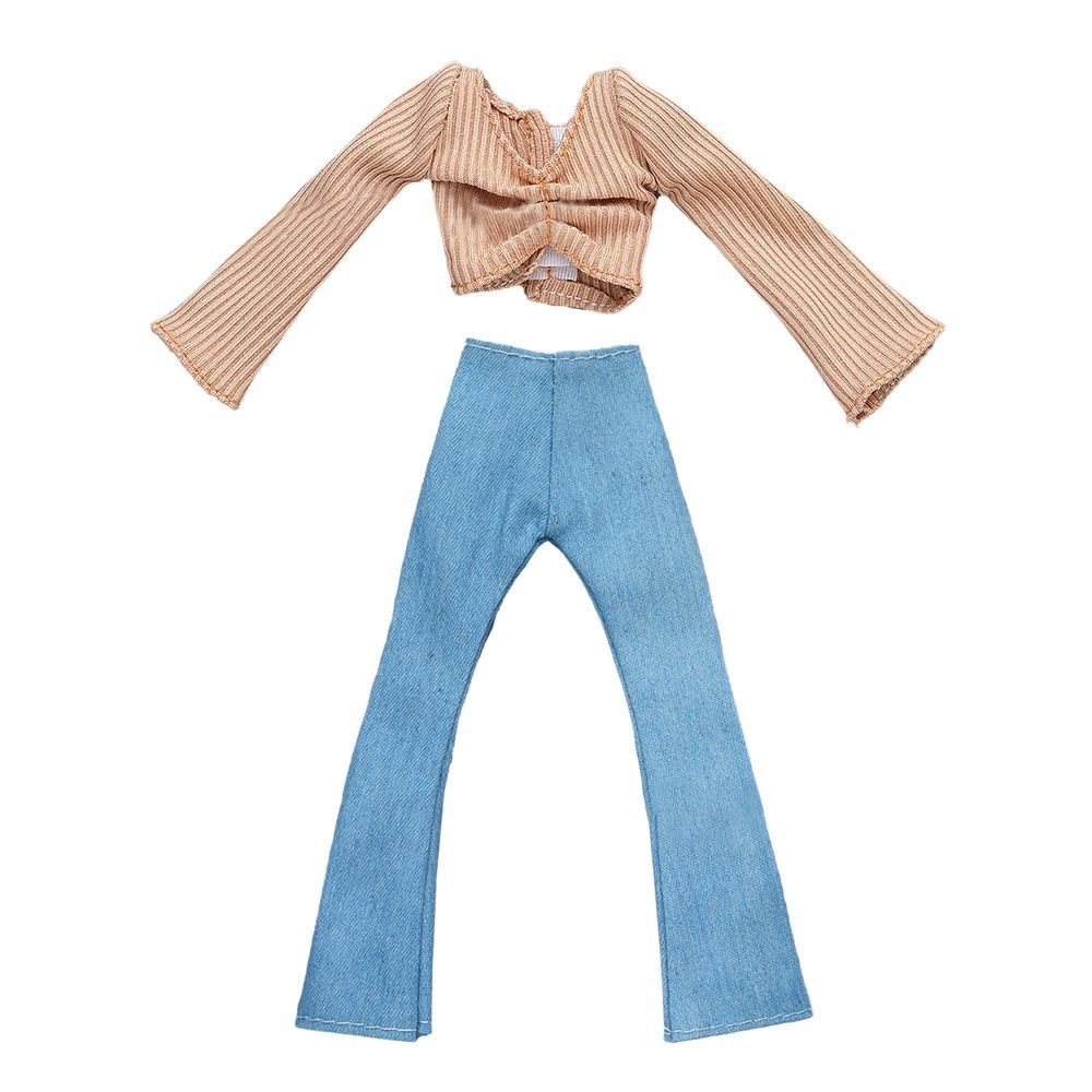 30CM Doll Clothes Suit Fashion Tops Sweater High Waisted Jean Pants Vest Skirt Set For 1/6Bjd Dolls Accessories Kids Toys