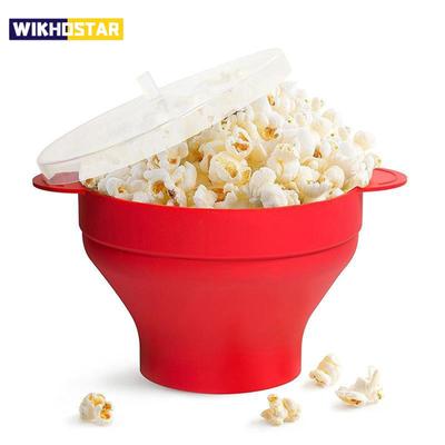 Bucătărie Cuptor cu microunde Bol pentru floricele de porumb Găleată din silicon Dispozitiv de fabricare a floricelelor roșii de porumb cu capac Chips Vasă de fructe Instrumente ușoare de înaltă calitate