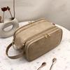 Multifunctional Makeup Bag For Women PU Leather Large Capacity Portable Double Zipper Travel Makeup Brush Toiletries Storage Bag