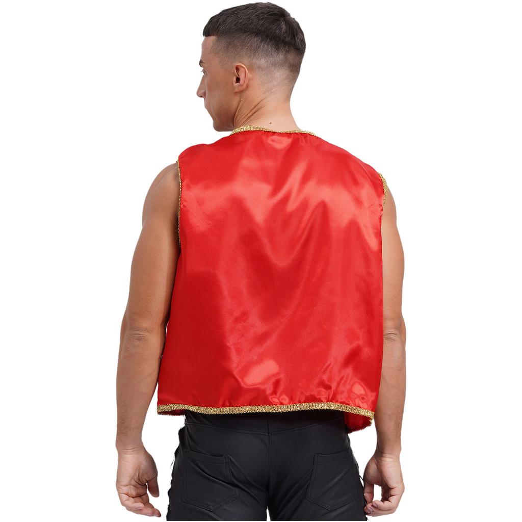 Mens Arabian Prince Waistcoat Sleeveless Open Front Cardigan Vest for Halloween Carnival Party