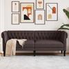 Vidaxl Chesterfield Sofa, Three-Seater, Dark Brown, Upholstered In Fabric