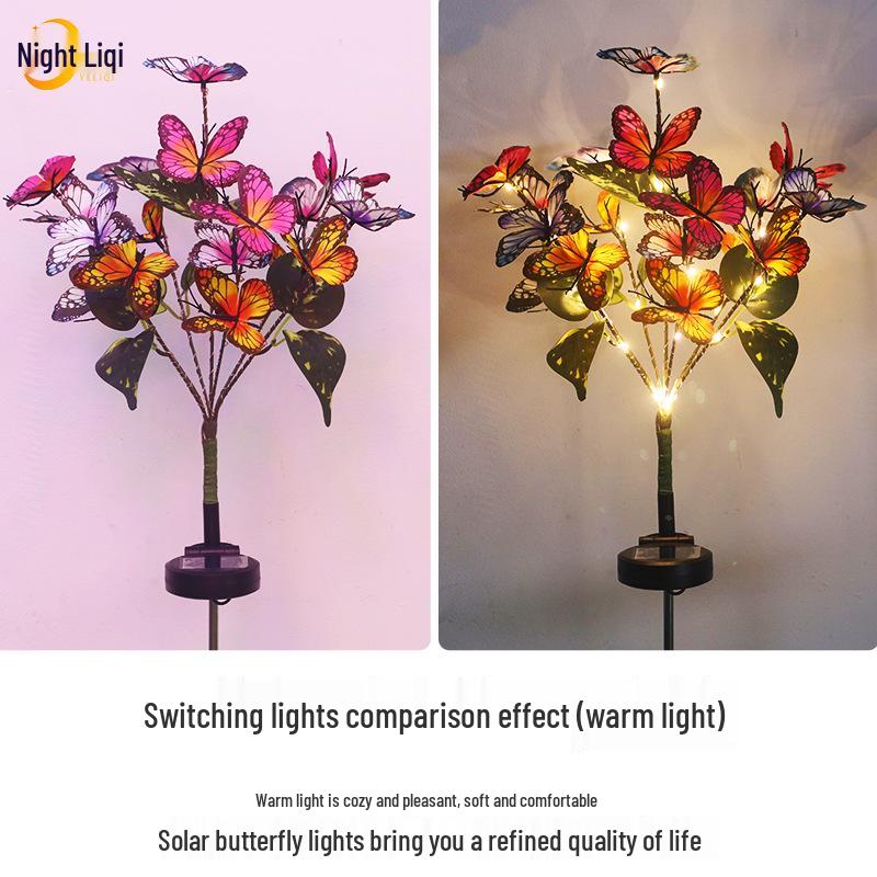 Solar LED Butterfly Flower Lantern: Outdoor Waterproof Ground Light for Courtyard and Square Decoration
