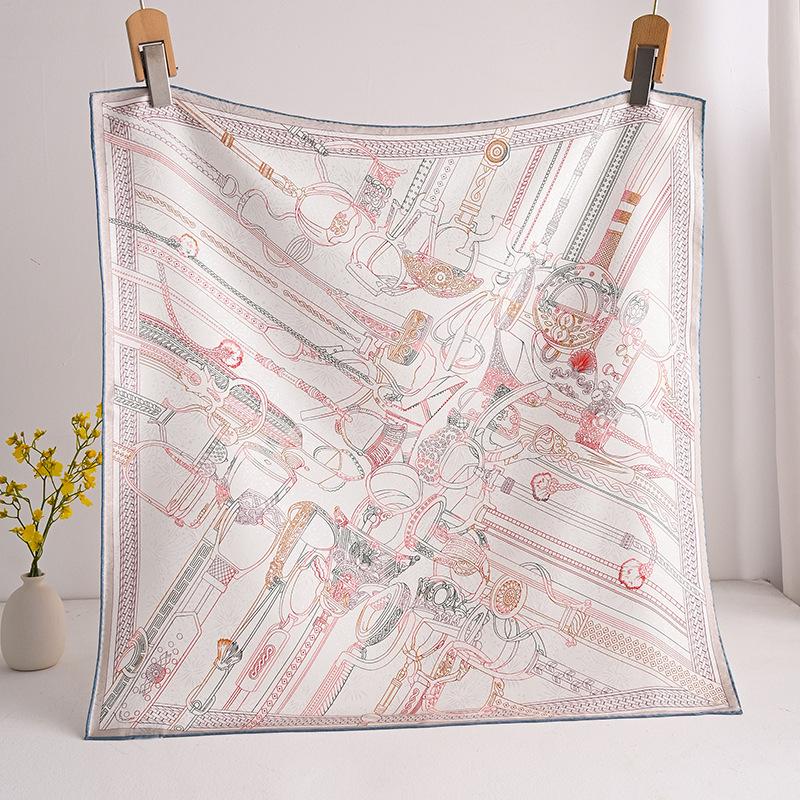 [Flower dill fireworks pattern] New spring flower dill fireworks pattern silk silk scarf women s fashion high-end silk square scarf 66